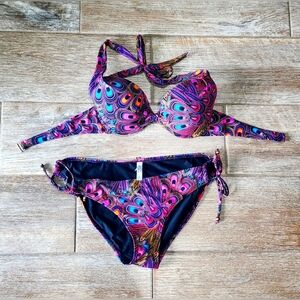 la vie en rose aqua Peacock bikini